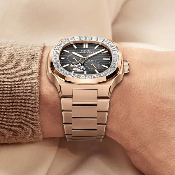 Đồng Hồ Nam Lobinni LB19069G (19069-F2-T2) Màu Đen - Vàng Hồng