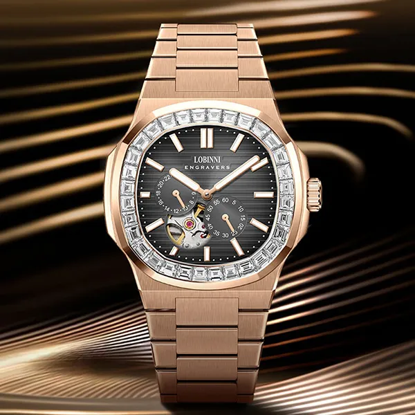 Đồng Hồ Nam Lobinni LB19069G (19069-F2-T2) Màu Đen - Vàng Hồng