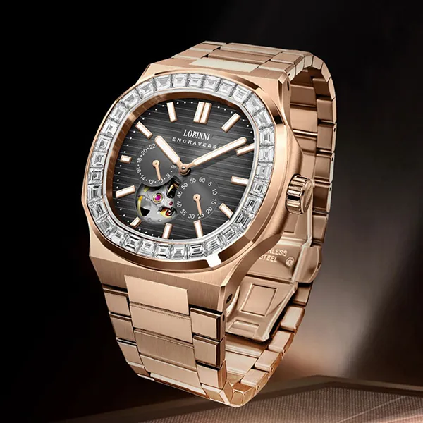 Đồng Hồ Nam Lobinni LB19069G (19069-F2-T2) Màu Đen - Vàng Hồng