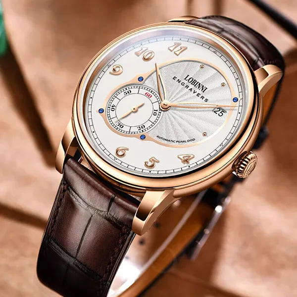 Đồng Hồ Nam Lobinni LB1999G-D1 Automatic Màu Nâu - Vàng Hồng
