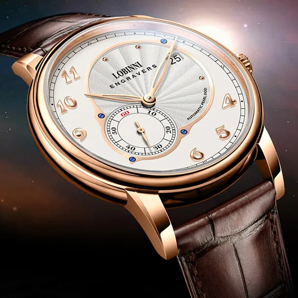 Đồng Hồ Nam Lobinni LB1999G-D1 Automatic Màu Nâu - Vàng Hồng