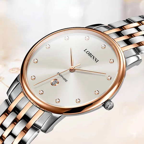 Đồng Hồ Nam Lobinni LB3010G-T2 Quartz Màu Bạc - Vàng Hồng