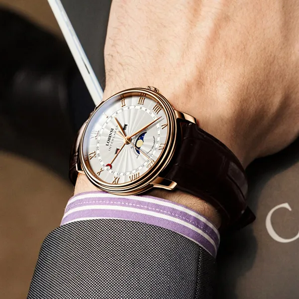 Đồng Hồ Nam Lobinni Quartz Watch LB3603G-D1 Màu Nâu/Bạc