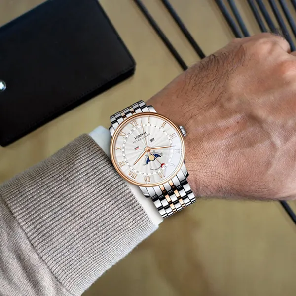 Đồng Hồ Nam Lobinni Quartz Watch LB3603G-T1 Màu Demi Mặt Bạc