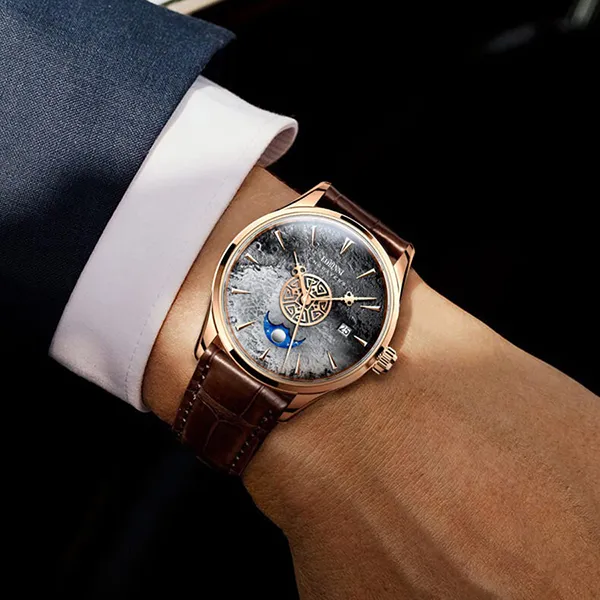 Đồng Hồ Nam Lobinni LB17015G-D1 Màu Nâu - Vàng Hồng