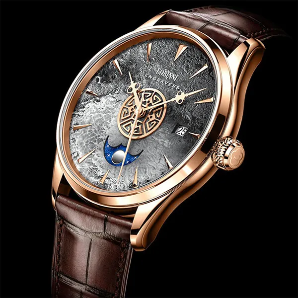 Đồng Hồ Nam Lobinni LB17015G-D1 Màu Nâu - Vàng Hồng