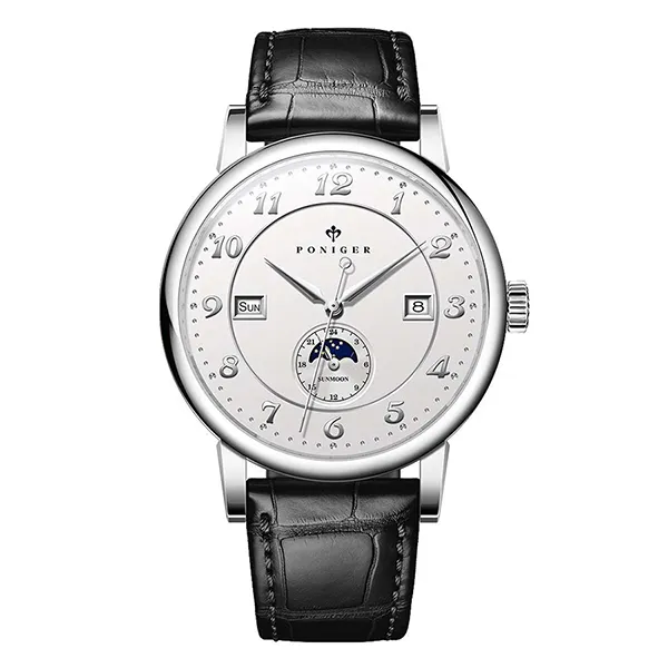 Đồng Hồ Nam Poniger Automatic Movement Mens Mechancial Wristwatch P915G-D3 Màu Đen - Bạc