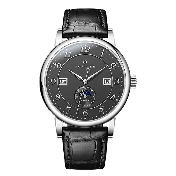 Đồng Hồ Nam Poniger Automatic Movement Mens Mechancial Wristwatch P915G-D4 Màu Đen
