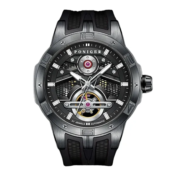Đồng Hồ Nam Poniger Men's Skeleton Watch P621G-S5 Màu Đen