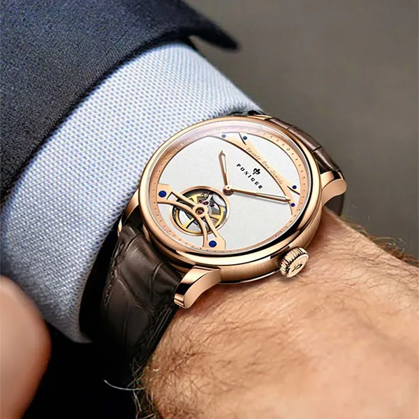 Đồng Hồ Nam Poniger Men Wrist Mechanical Watch Automatic P819G-D1 Màu Nâu - Trắng