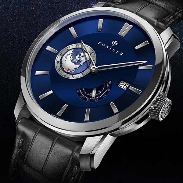 Đồng Hồ Nam Poniger P523G-D1 Automatic Màu Đen Xanh