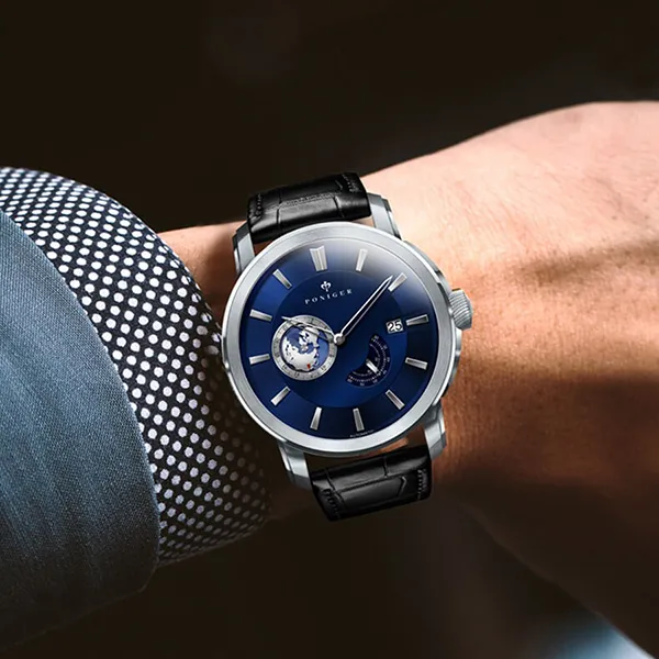 Đồng Hồ Nam Poniger P523G-D1 Automatic Màu Đen Xanh