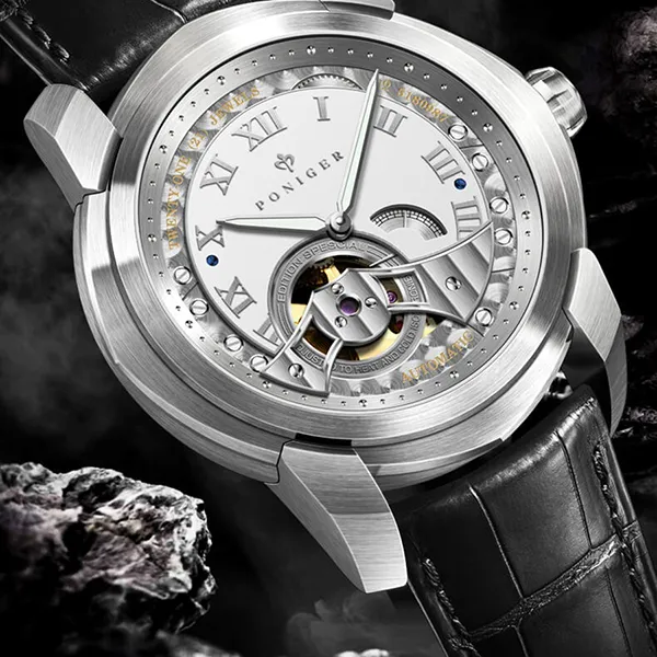 Đồng Hồ Nam Poniger P529G-D1 Automatic Màu Đen Bạc