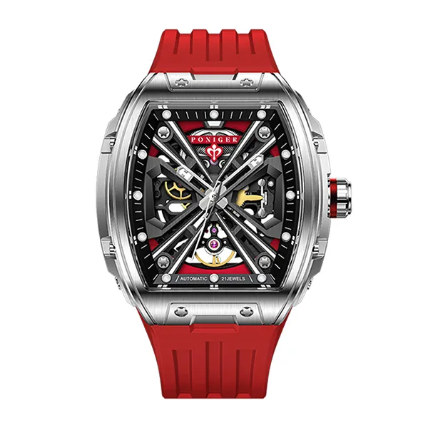 Đồng Hồ Nam Poniger P617G-S4 Automatic Màu Đỏ Xám