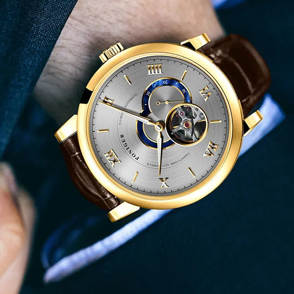 Đồng Hồ Nam Poniger P683G-D1 Automatic Màu Nâu Vàng