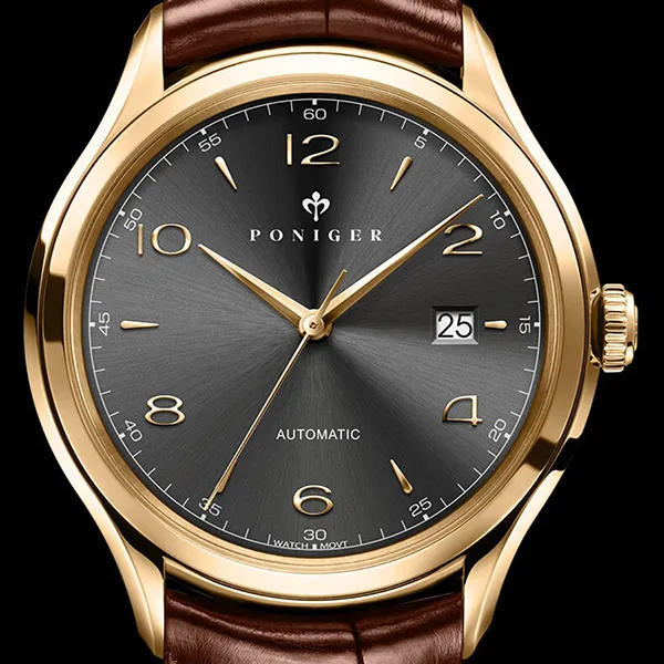 Đồng Hồ Nam Poniger P713G-D2 Automatic Màu Nâu Đen