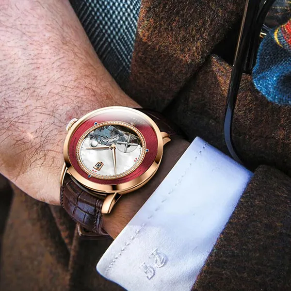 Đồng Hồ Nam Poniger P723G-D2 Automatic Màu Nâu Đỏ