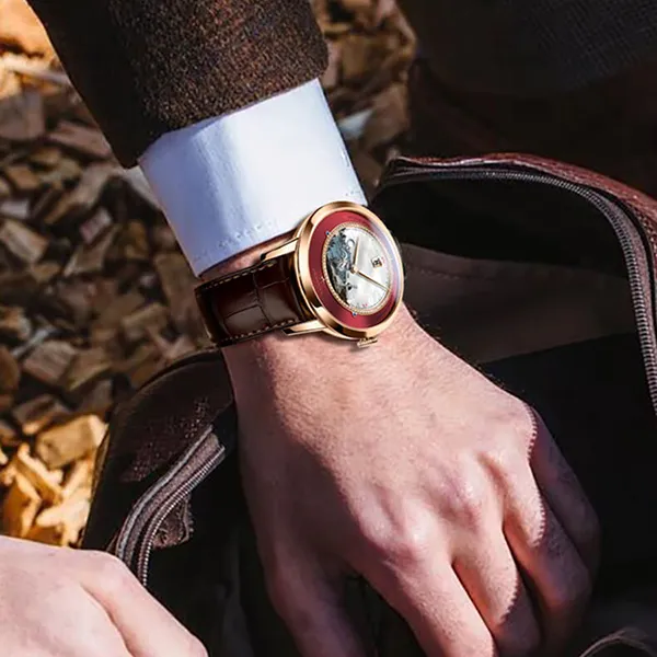 Đồng Hồ Nam Poniger P723G-D2 Automatic Màu Nâu Đỏ