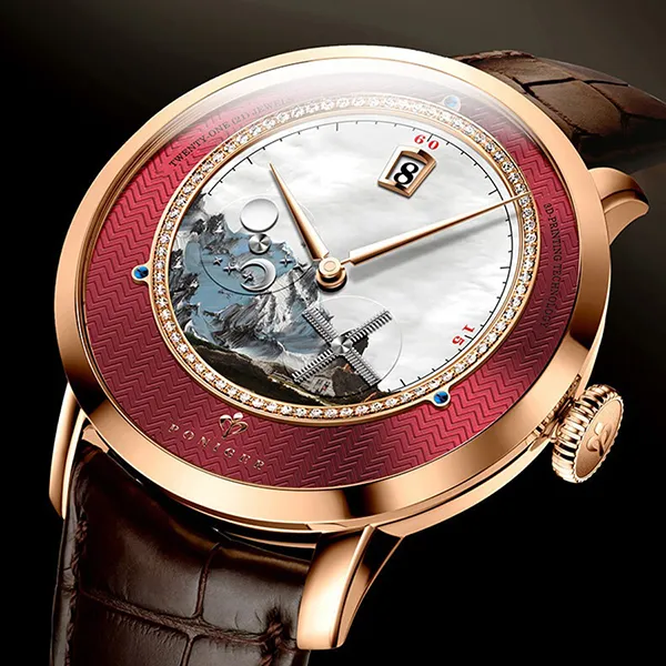 Đồng Hồ Nam Poniger P723G-D2 Automatic Màu Nâu Đỏ