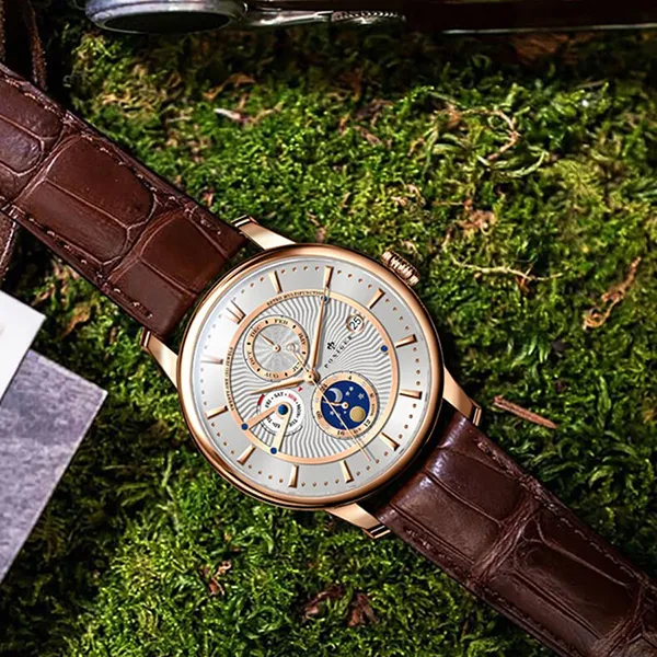 Đồng Hồ Nam Poniger P813G-D1 Automatic Màu Nâu - Vàng Hồng