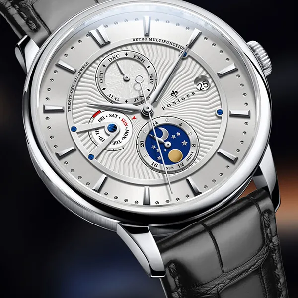 Đồng Hồ Nam Poniger P813G-D3 Automatic Màu Đen Bạc