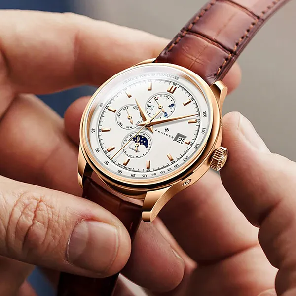 Đồng Hồ Nam Poniger P815G-D1 Automatic Màu Nâu - Vàng Hồng