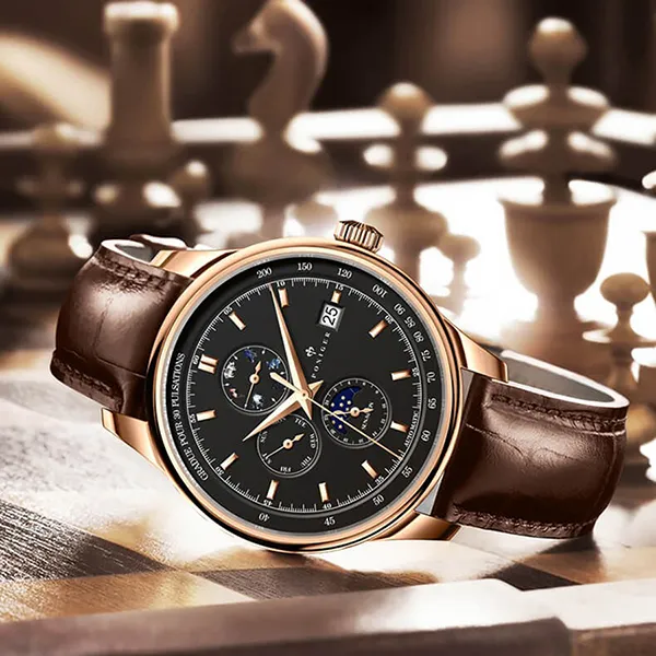 Đồng Hồ Nam Poniger P815G-D2 Automatic Màu Nâu Đen