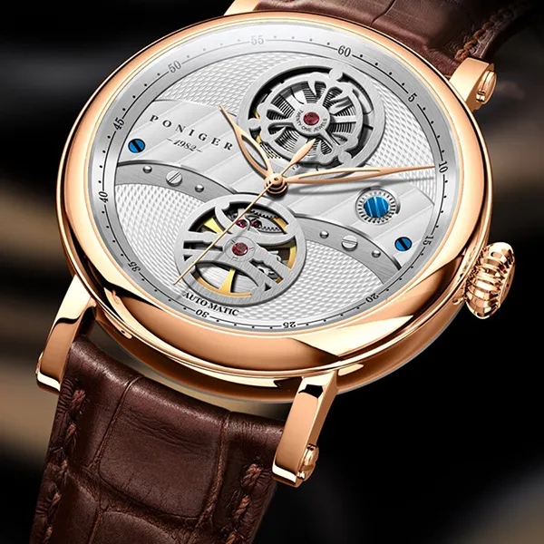 Đồng Hồ Nam Poniger P817G-D1 Automatic Màu Bạc - Vàng Hồng