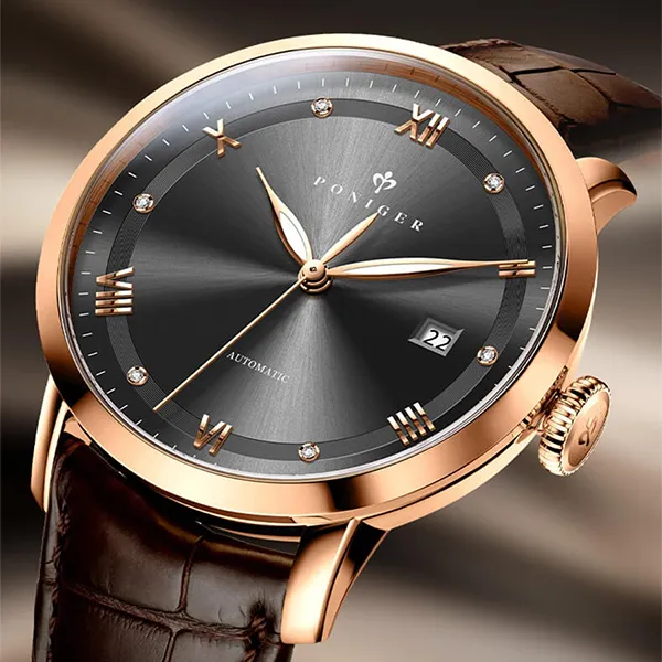 Đồng Hồ Nam Poniger P917G-D2 Màu Nâu Đen