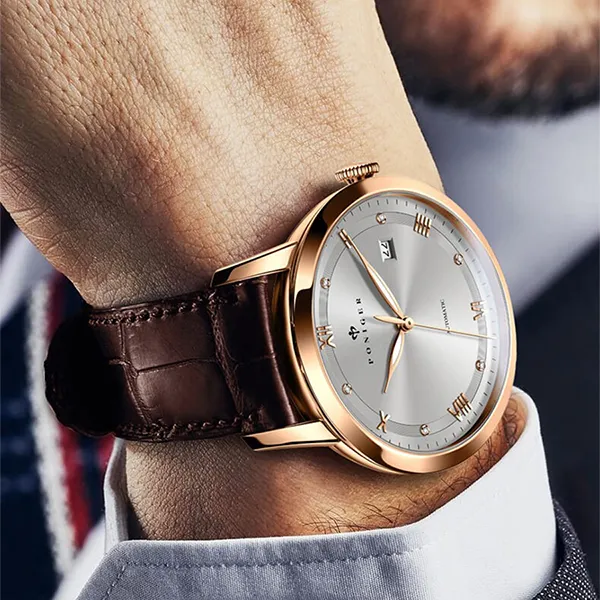 Đồng Hồ Nam Poniger P917G-D1 Màu Nâu Bạc