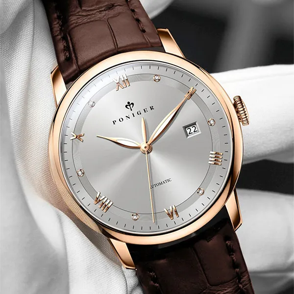 Đồng Hồ Nam Poniger P917G-D1 Màu Nâu Bạc
