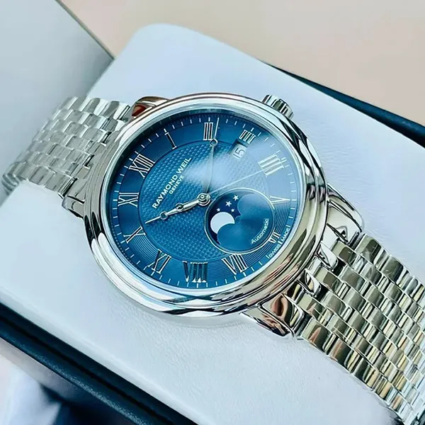 Đồng Hồ Nam Raymond Weil Automatic Maestro Moonphase 2879-ST-00508 (2879ST00508) Màu Bạc Xanh
