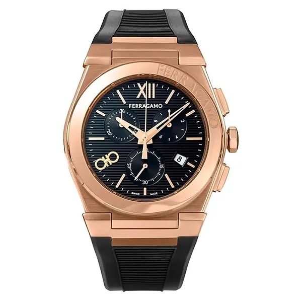 Đồng Hồ Nam Salvatore Ferragamo Vega Chronograph SFMR01324 Màu Đen Vàng Hồng