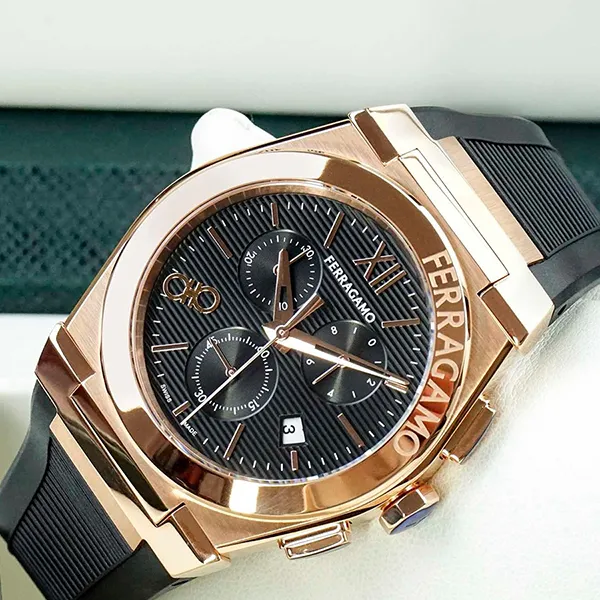 Đồng Hồ Nam Salvatore Ferragamo Vega Chronograph SFMR01324 Màu Đen Vàng Hồng