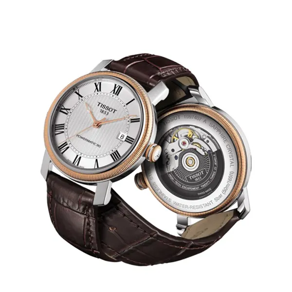 Đồng Hồ Nam Tissot Bridgeport Powermatic 80 T097.407.26.033.00 (T0974072603300) Màu Bạc - Nâu