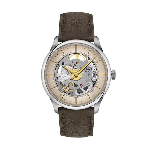 Đồng Hồ Nam Tissot Chemin Des Tourelles Squelette T139.836.16.261.00 (T1398361626100) Màu Nâu Bạc