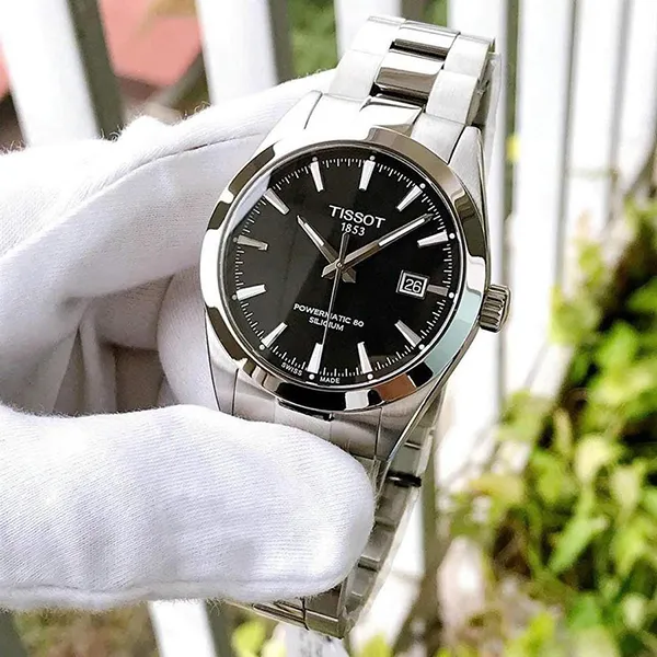 Đồng Hồ Nam Tissot Gentleman Powermatic 80 Silicium T127.407.11.051.00 (T1274071105100) Màu Bạc Đen