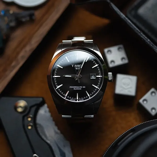 Đồng Hồ Nam Tissot Gentleman Powermatic 80 Silicium T127.407.11.051.00 (T1274071105100) Màu Bạc Đen