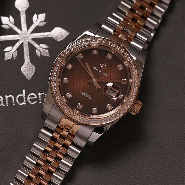 Đồng Hồ Nữ Alexander Ferros Automatic 8201D-08 31mm Màu Nâu Bạc