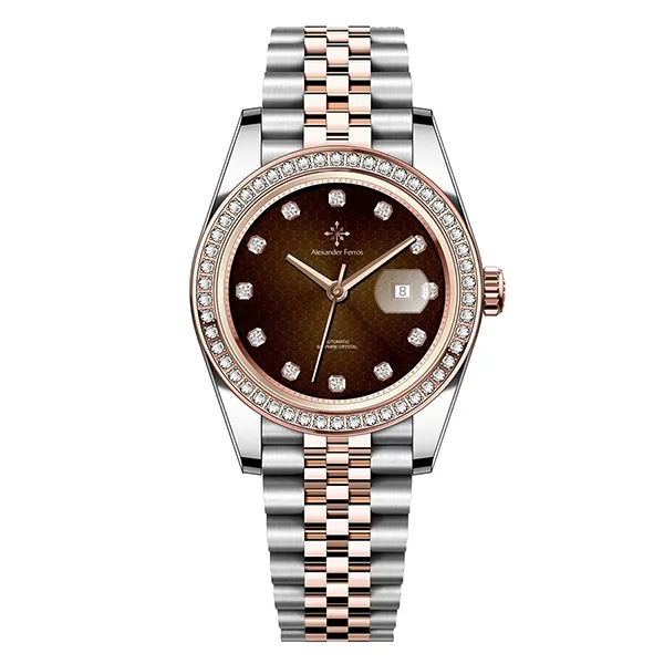 Đồng Hồ Nữ Alexander Ferros Automatic 8201D-08 31mm Màu Nâu Bạc