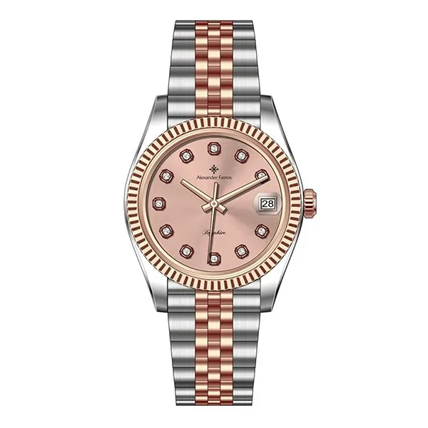 Đồng Hồ Nữ Alexander Ferros Quartz 8222D-16 31mm Màu Bạc Phối Vàng Hồng