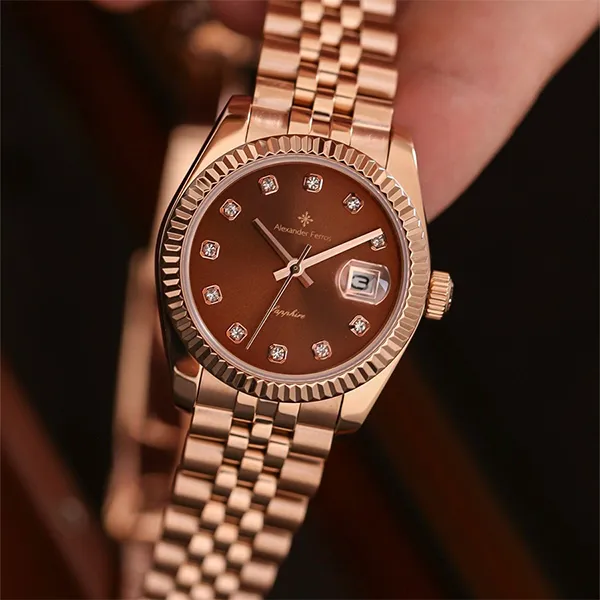 Đồng Hồ Nữ Alexander Ferros Quartz 8222R-08 31mm Màu Vàng Nâu