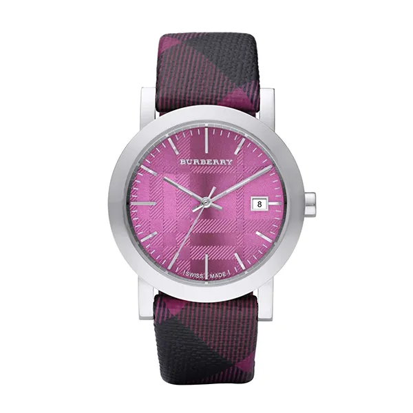 Đồng Hồ Nữ Burberry Fuchsia Checkered Watch Màu Tím