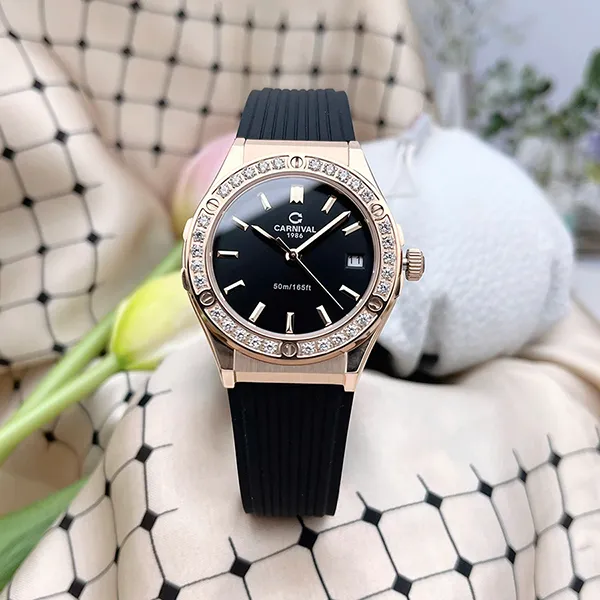 Đồng Hồ Nữ Carnival Fusion Quartz Watch 8168L2-VH-DCS-D Màu Đen/Vàng Hồng