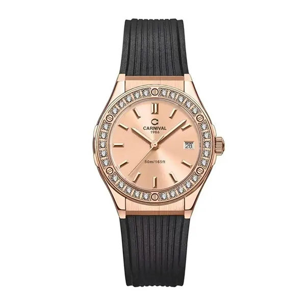 Đồng Hồ Nữ Carnival Fusion Quartz Watch 8168L2-VH-DCS-NN Màu Đen/Vàng Hồng