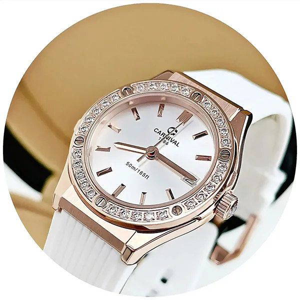 Đồng Hồ Nữ Carnival Fusion Quartz Watch 8168L2-VH-DCS-T1 Màu Trắng