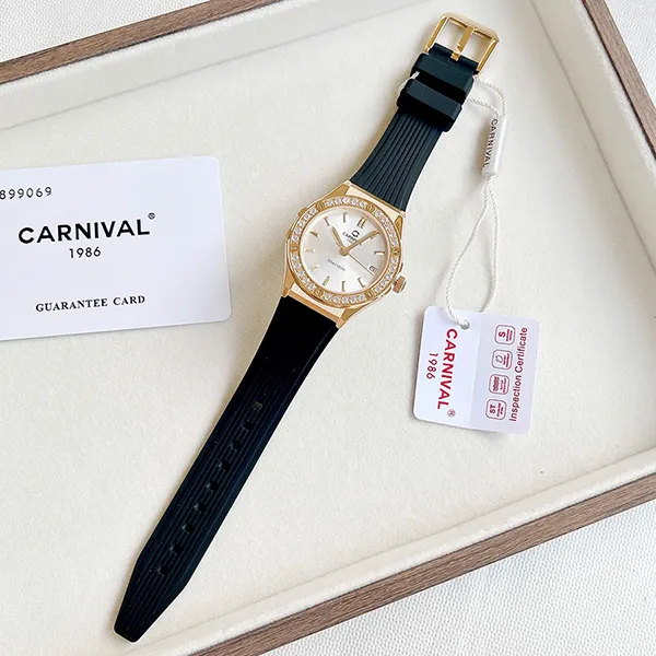 Đồng Hồ Nữ Carnival Fusion Quartz Watch 8168L2-VV-DCS-T Màu Đen/Trắng
