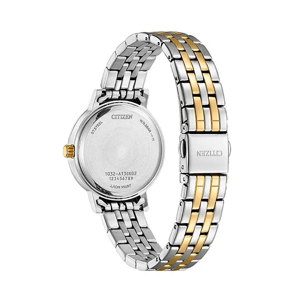 Đồng Hồ Nữ Citizen Quartz Crystal Blue Dial Watch EL3106-59l Màu Bạc/Vàng