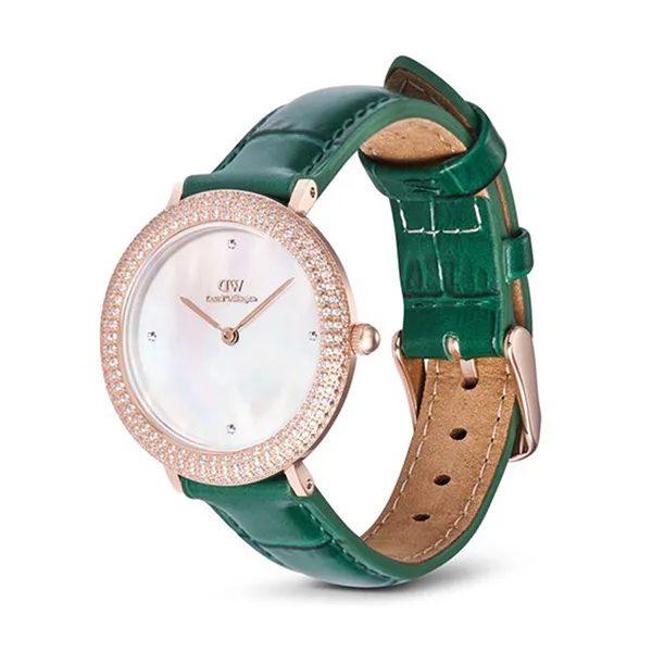 Đồng Hồ Nữ Daniel Wellington Crystalline Bezel Green Croc Rose Gold DW00100826 Màu Xanh Green