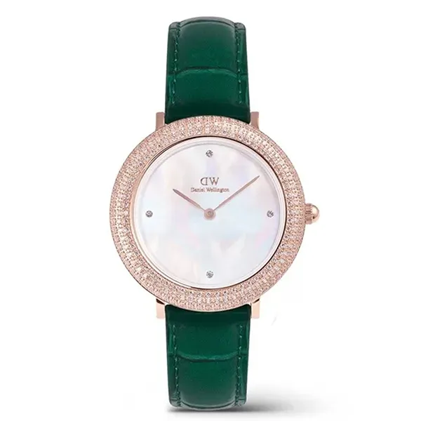 Đồng Hồ Nữ Daniel Wellington Crystalline Bezel Green Croc Rose Gold DW00100826 Màu Xanh Green